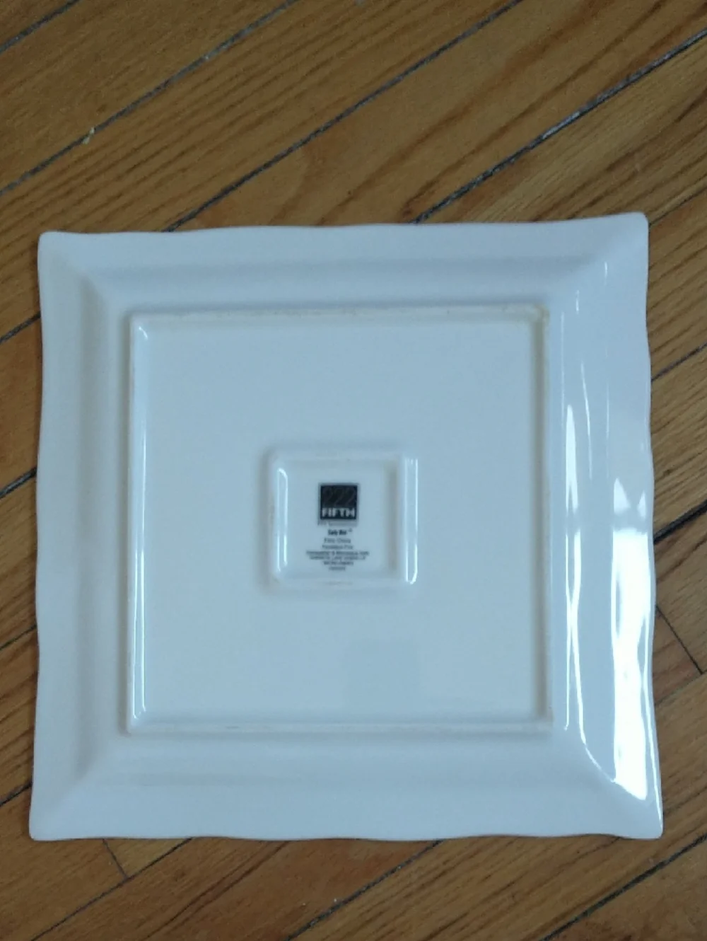 222 Fifth Pts International White Ceramic Square Dinner Plates Early Bird 2X Set